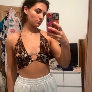 PrettyLittleThing Brown Animal Print Top